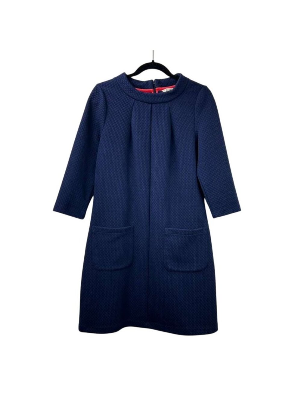 Boden Women's Size 10R Navy Blue Pockets Long Sleeve Crewneck Knit Shift Dress